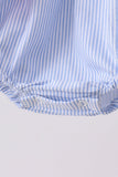Blue Stripe Bow Ruffle Bubble - Aaria Tees Aaria Tees
