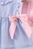 Blue Stripe Bow Bloomer Set - Aaria Tees Aaria Tees