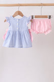 Blue Stripe Bow Bloomer Set - Aaria Tees Aaria Tees