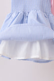 Blue Stripe Bow Smocked Ruffle Shorts Set - Aaria Tees Aaria Tees