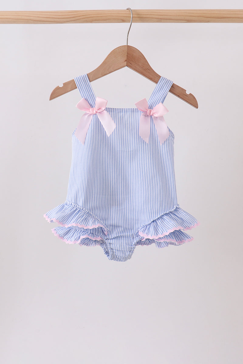 Blue Stripe One-Piece Swimsuit - Aaria Tees Aaria Tees