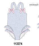 Blue Stripe One-Piece Swimsuit Aaria Tees