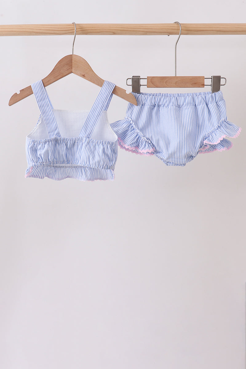 Blue Stripe 2pc Swimsuit - Aaria Tees Aaria Tees