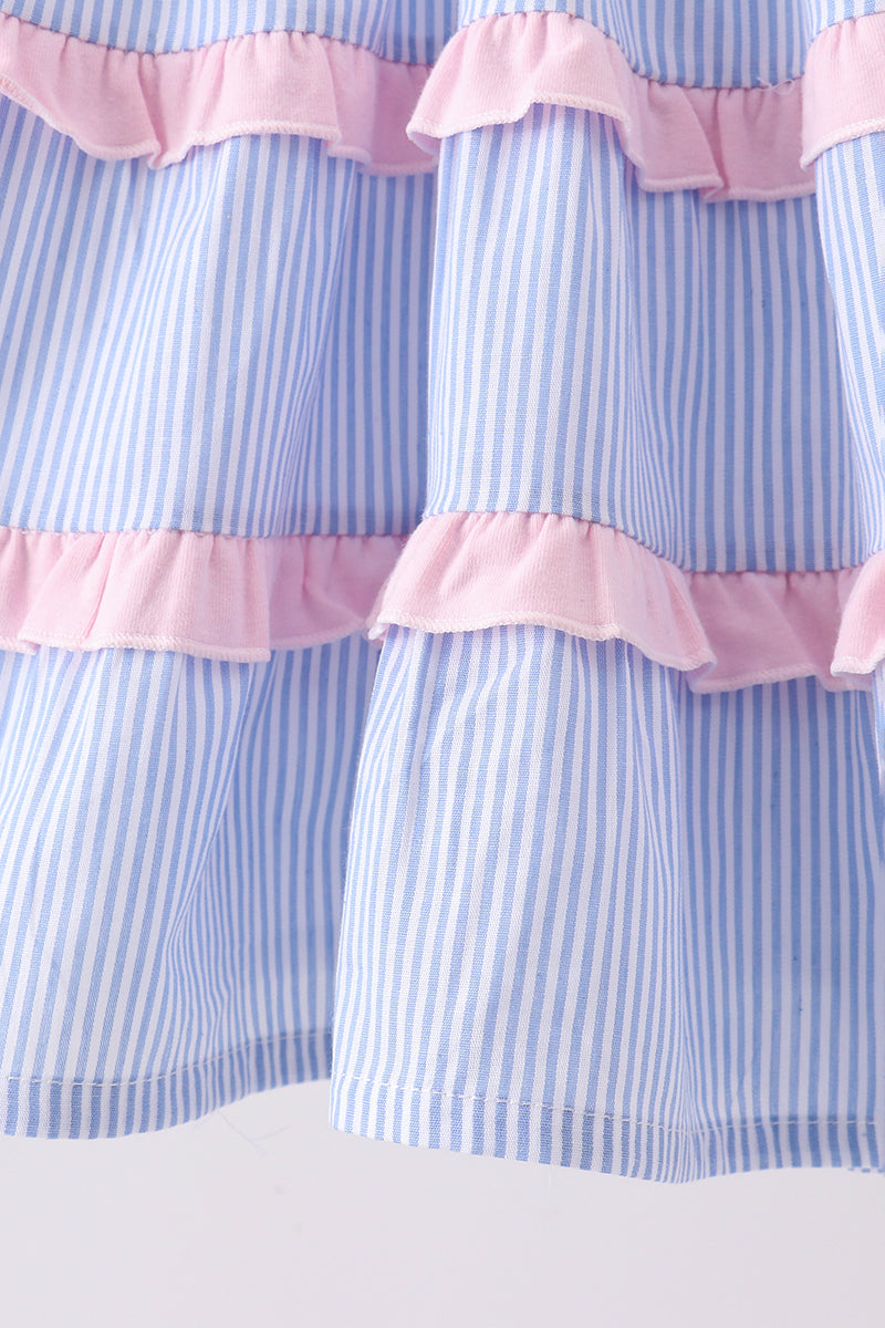 Blue Stripe Smocked Mom Dress - Aaria Tees Aaria Tees