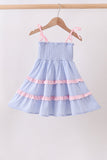 Blue Stripe Smocked Mom Dress - Aaria Tees Aaria Tees