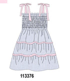 Blue Stripe Smocked Mom Dress Aaria Tees