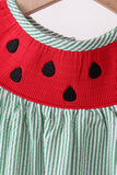 Green Watermelon Stripe Smocked Embroidered Seersucker Set - Aaria Tees Aaria Tees