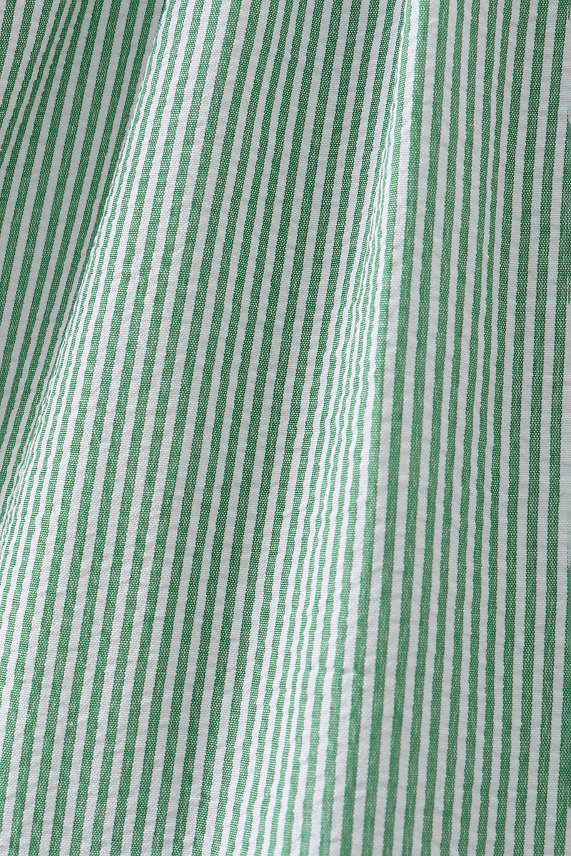 Green Watermelon Stripe Smocked Embroidered Seersucker Dress - Aaria Tees Aaria Tees