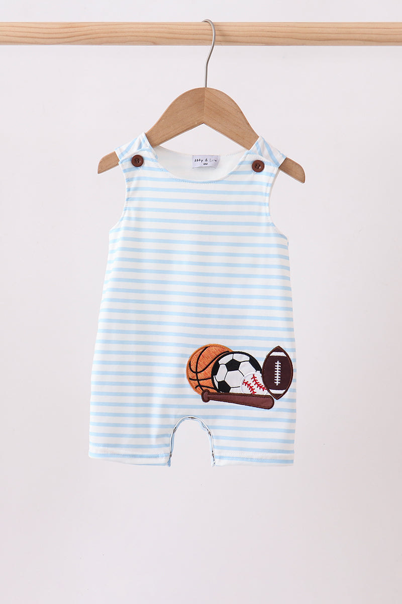 Blue Sports Ball Stripe Applique Knit Jon - Aaria Tees Aaria Tees