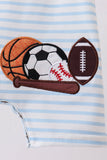Blue Sports Ball Stripe Applique Knit Jon - Aaria Tees Aaria Tees