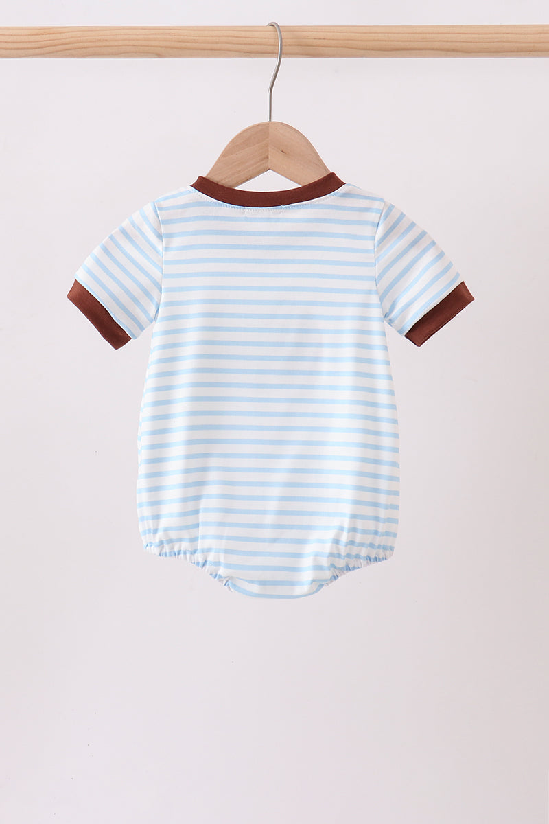 Blue Sports Ball Stripe Applique Knit Bubble - Aaria Tees Aaria Tees