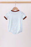 Blue Sports Ball Stripe Applique Knit Bubble - Aaria Tees Aaria Tees