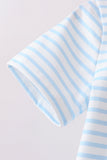 Blue Sports Ball Stripe Applique Knit Set - Aaria Tees Aaria Tees