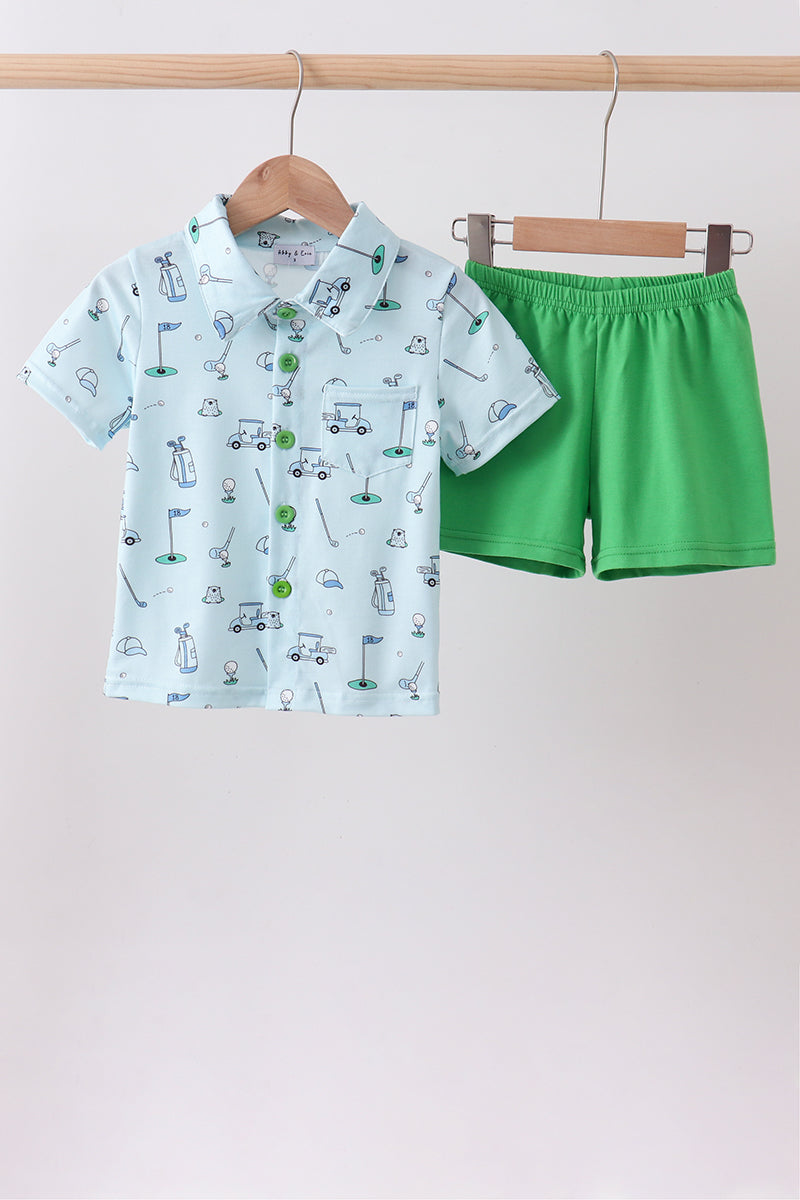 Green golf print shorts set - Aaria Tees Aaria Tees