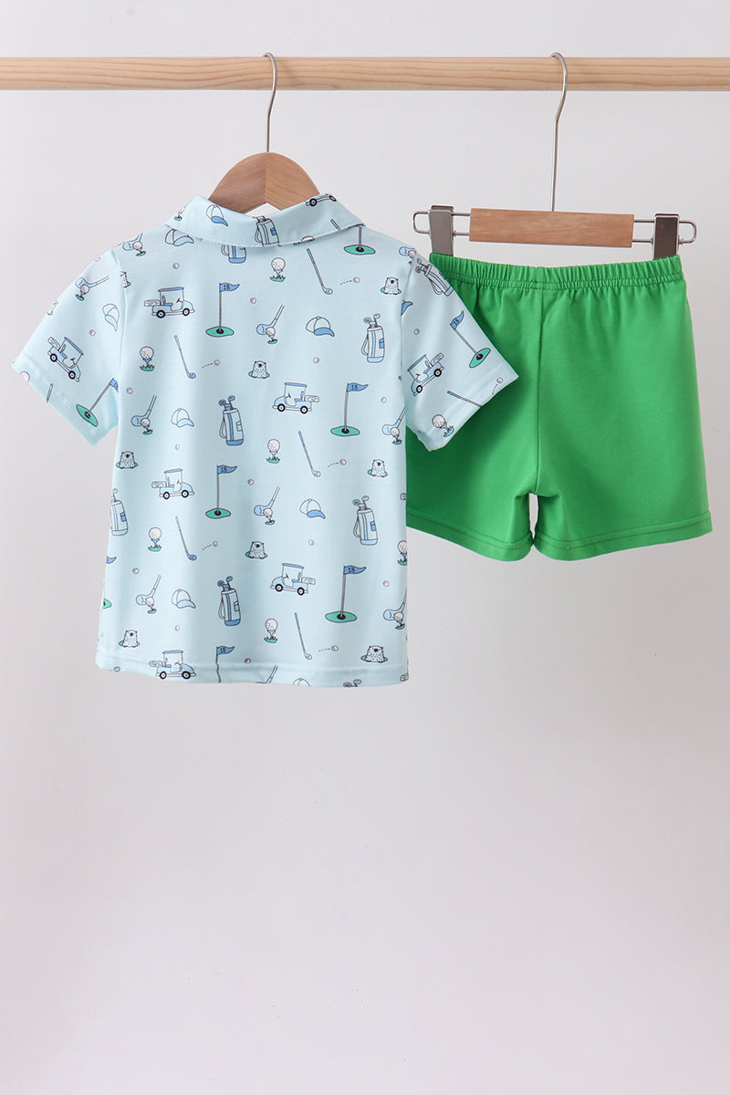 Green golf print shorts set - Aaria Tees Aaria Tees