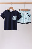 Navy golf print shorts set - Aaria Tees Aaria Tees