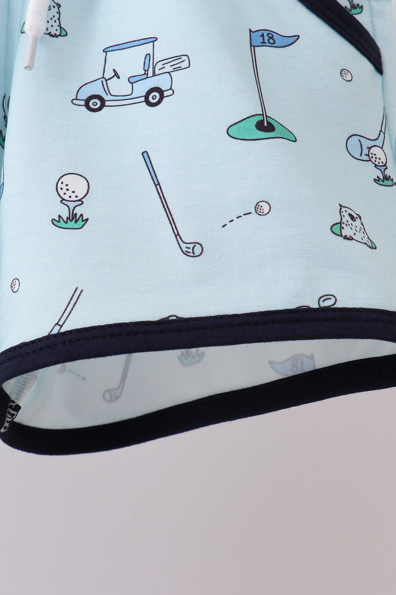 Navy golf print shorts set - Aaria Tees Aaria Tees