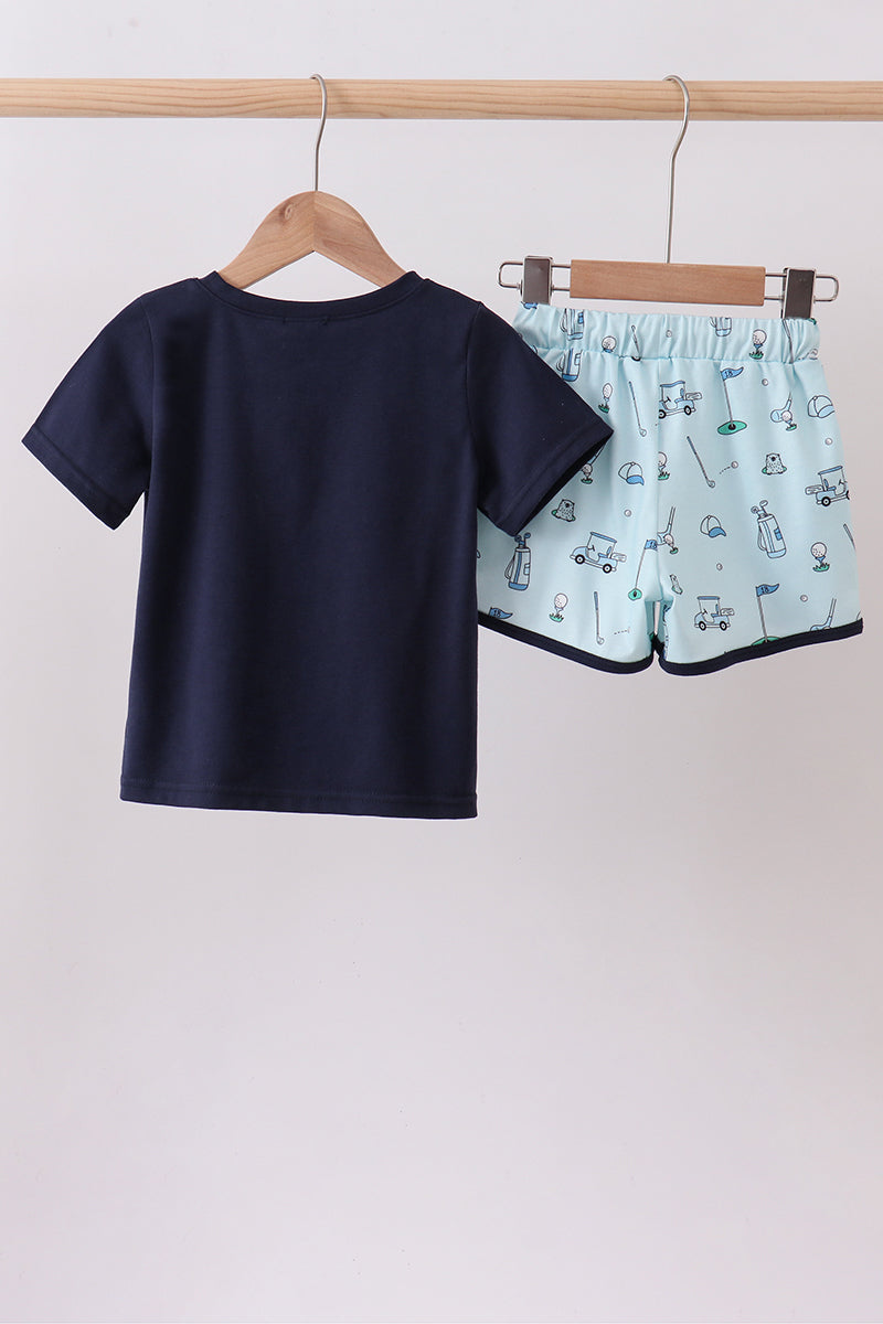 Navy golf print shorts set - Aaria Tees Aaria Tees