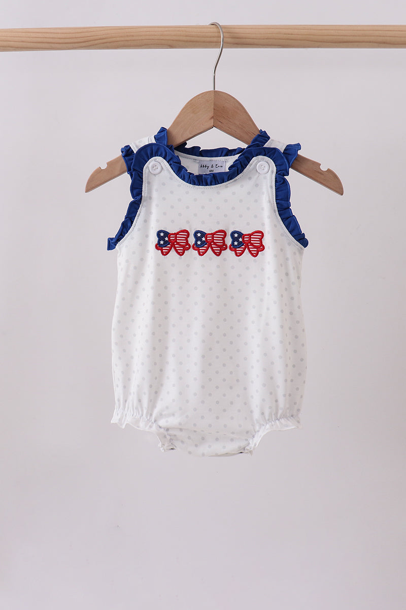 Navy bow applique ruffle bubble - Aaria Tees Aaria Tees