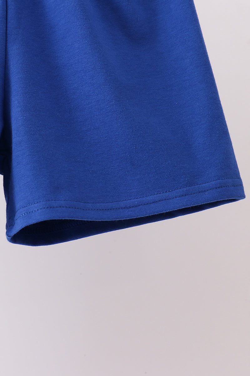 Navy bow applique stripe shorts set - Aaria Tees Aaria Tees