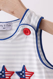 Navy bow applique stripe jonjon - Aaria Tees Aaria Tees