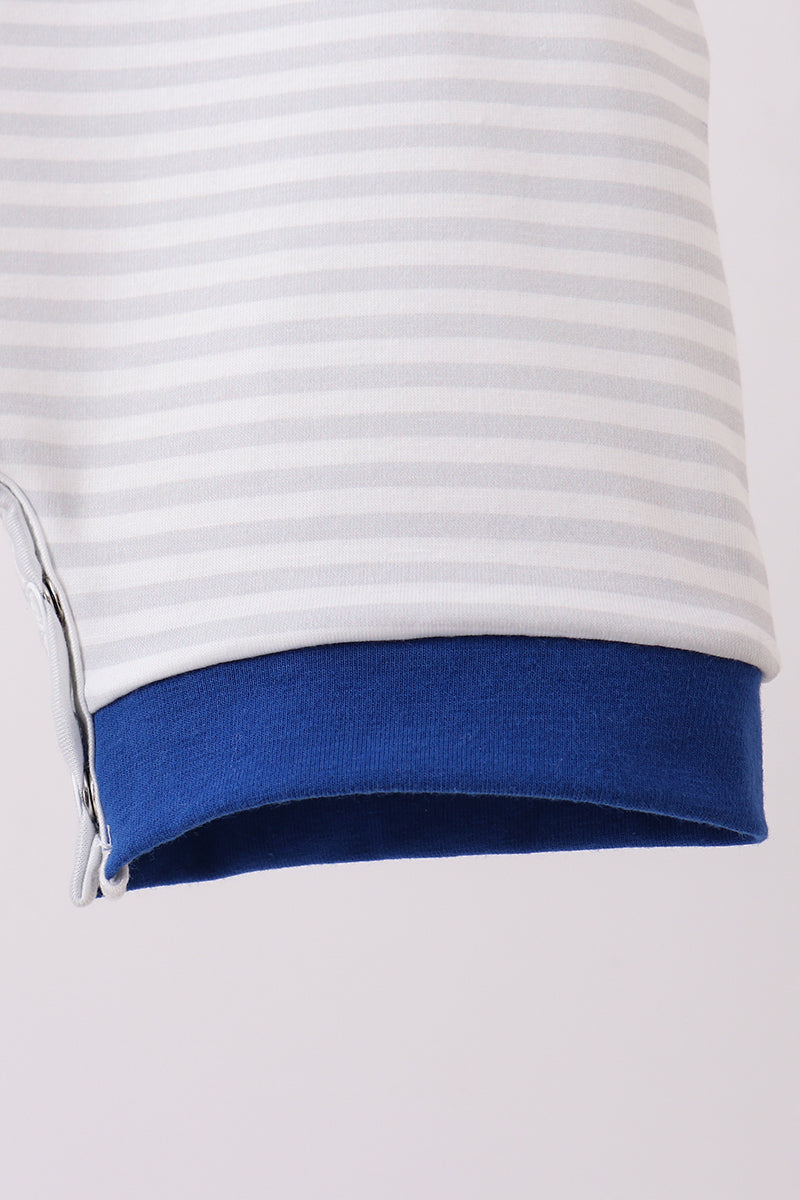 Navy bow applique stripe jonjon - Aaria Tees Aaria Tees