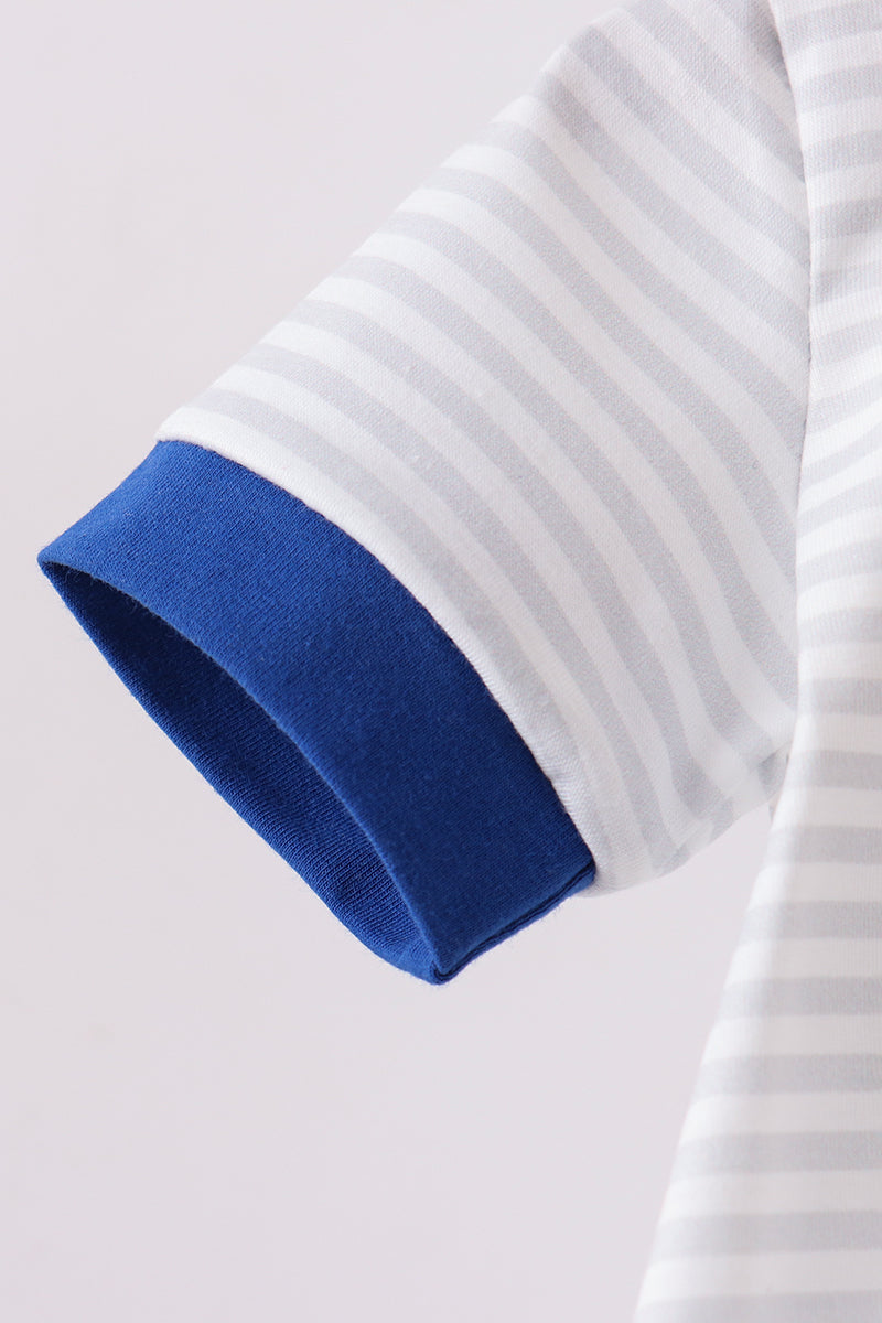 Navy bow applique stripe bubble - Aaria Tees Aaria Tees