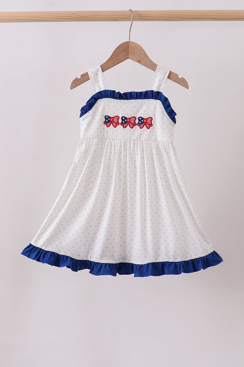 Navy bow applique ruffle dress - Aaria Tees Aaria Tees