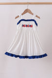 Navy bow applique ruffle dress - Aaria Tees Aaria Tees