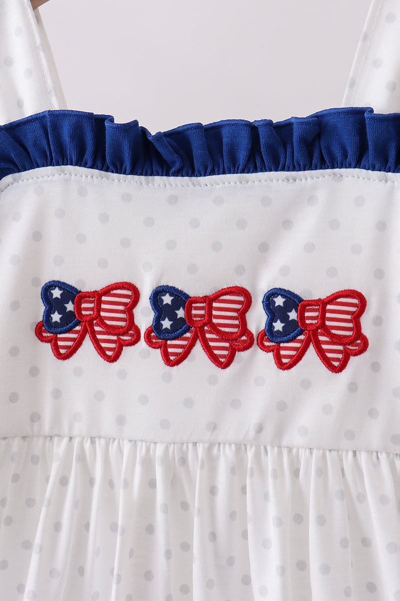 Navy bow applique ruffle dress - Aaria Tees Aaria Tees