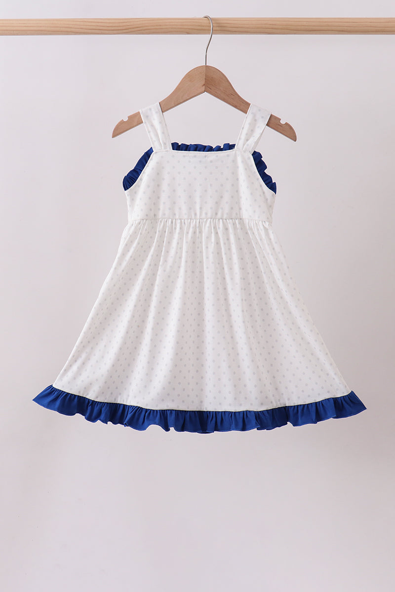 Navy bow applique ruffle dress - Aaria Tees Aaria Tees