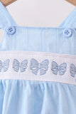 Blue Bow Smocked Embroidered Jacquard Bubble Aaria Tees