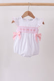 White Bow Smocked Jacquard Bubble - Aaria Tees Aaria Tees