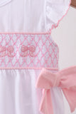 White Bow Smocked Jacquard Bubble - Aaria Tees Aaria Tees