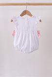 White Bow Smocked Jacquard Bubble - Aaria Tees Aaria Tees