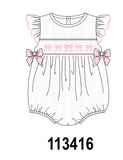 White Bow Smocked Jacquard Bubble Aaria Tees
