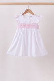 White Bow Smocked Jacquard Dress - Aaria Tees Aaria Tees