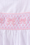 White Bow Smocked Jacquard Dress - Aaria Tees Aaria Tees