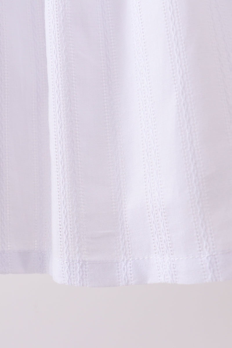 White Bow Smocked Jacquard Dress - Aaria Tees Aaria Tees
