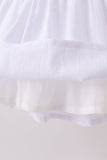White Bow Smocked Jacquard Dress - Aaria Tees Aaria Tees