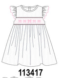 White Bow Smocked Jacquard Dress Aaria Tees