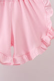 White Bow Smocked Jacquard Ruffle Shorts Set - Aaria Tees Aaria Tees