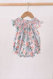 Pink Floral Smocked Knit Bubble - Aaria Tees Aaria Tees