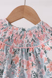 Pink Floral Smocked Knit Bubble - Aaria Tees Aaria Tees