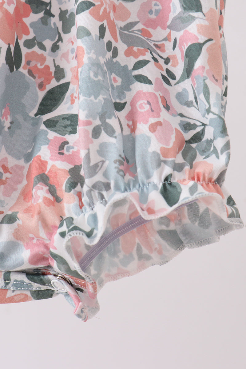 Pink Floral Smocked Knit Bubble - Aaria Tees Aaria Tees