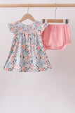 Pink Floral Smocked Knit Bloomer Set - Aaria Tees Aaria Tees