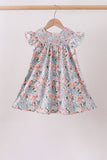 Pink Floral Smocked Knit dress - Aaria Tees Aaria Tees