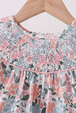 Pink Floral Smocked Knit dress - Aaria Tees Aaria Tees