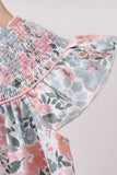 Pink Floral Smocked Knit dress - Aaria Tees Aaria Tees