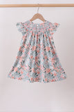 Pink Floral Smocked Knit dress - Aaria Tees Aaria Tees